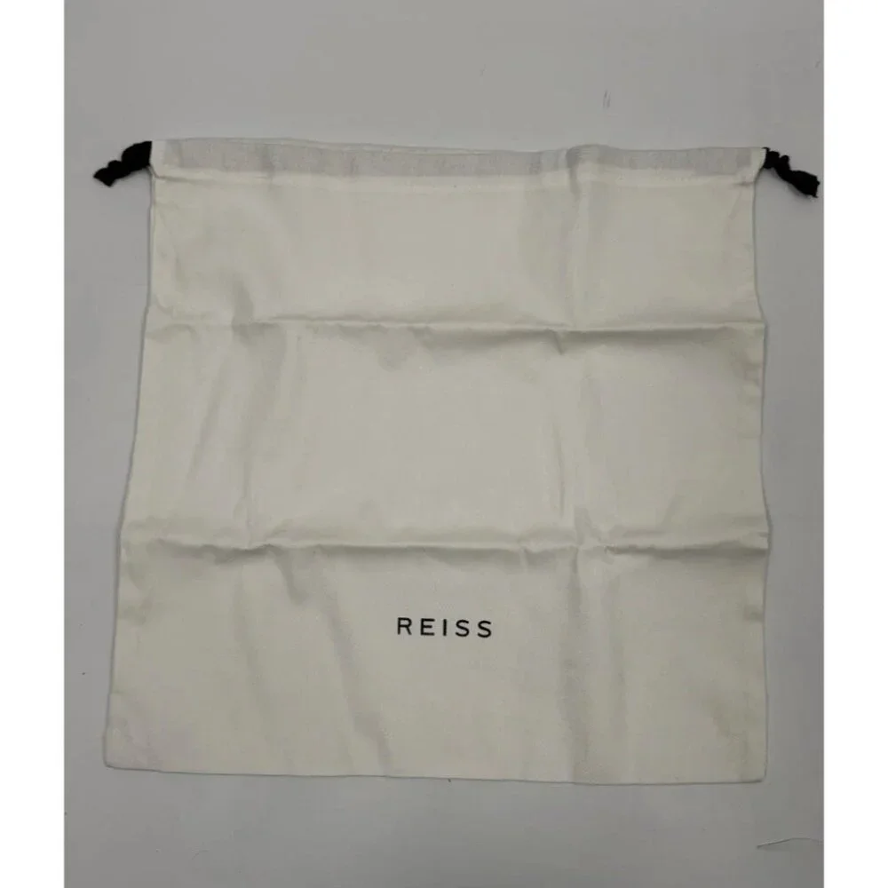 Reiss white cotton drawstring dust bag with brand logo New